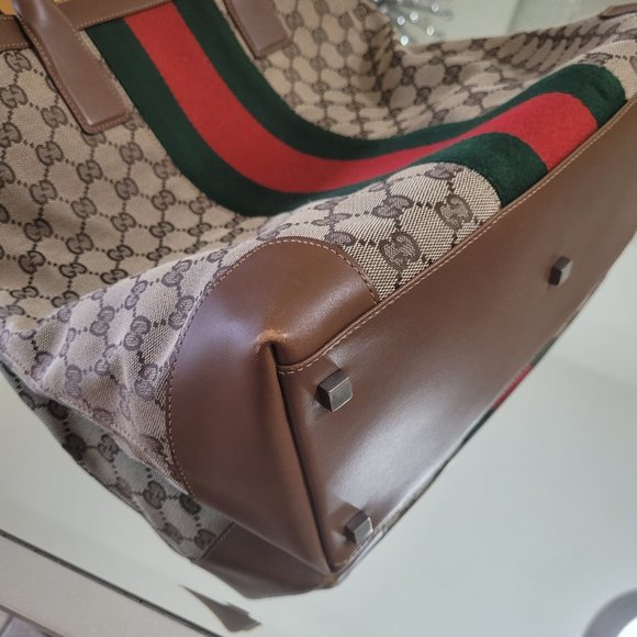 ***SOLD***GUCCI~LIMITED EDITION~SHERRY LINE~-EXTRA WIDE STRIPE~TOTE - Picture 8 of 13